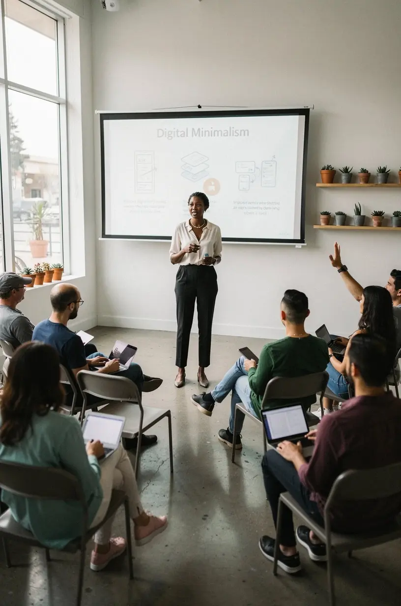 Graph showing improved productivity after implementing digital minimalism techniques.